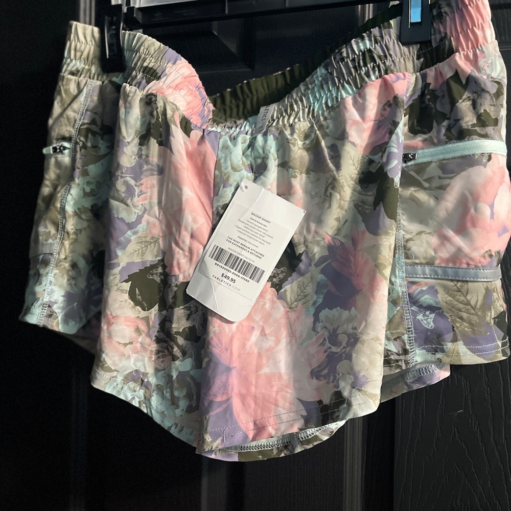 Fabletics Floral Athletic Maggie Shorts - Pink and Green